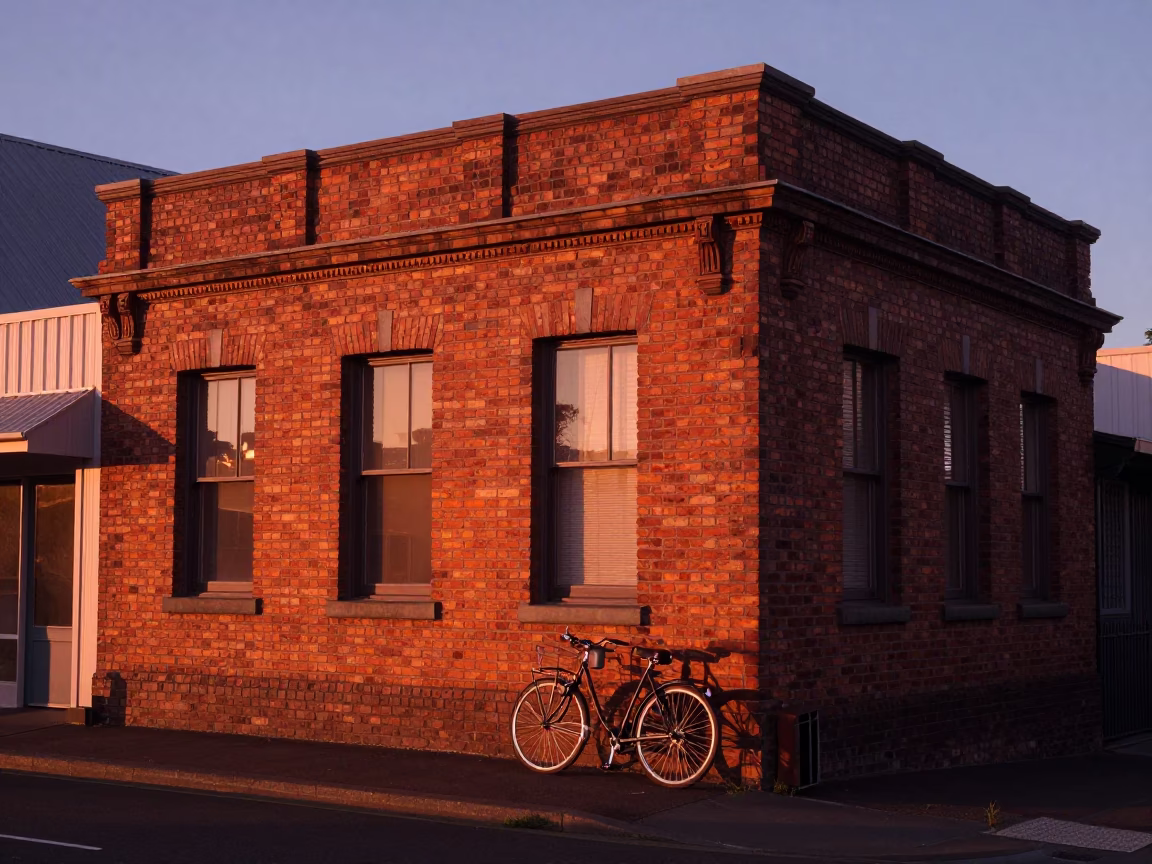 Dusk Light in Christchurch at Copper-toned Light Before Dusk in in Christchurch, New Zealand