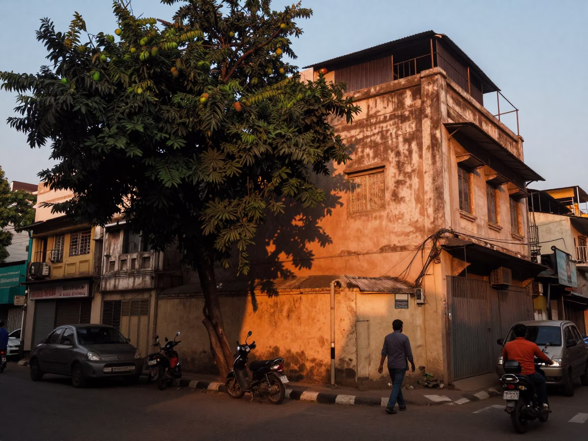 Dusk Light in Hyderabad at Copper-toned Light Before Dusk in in Hyderabad, India