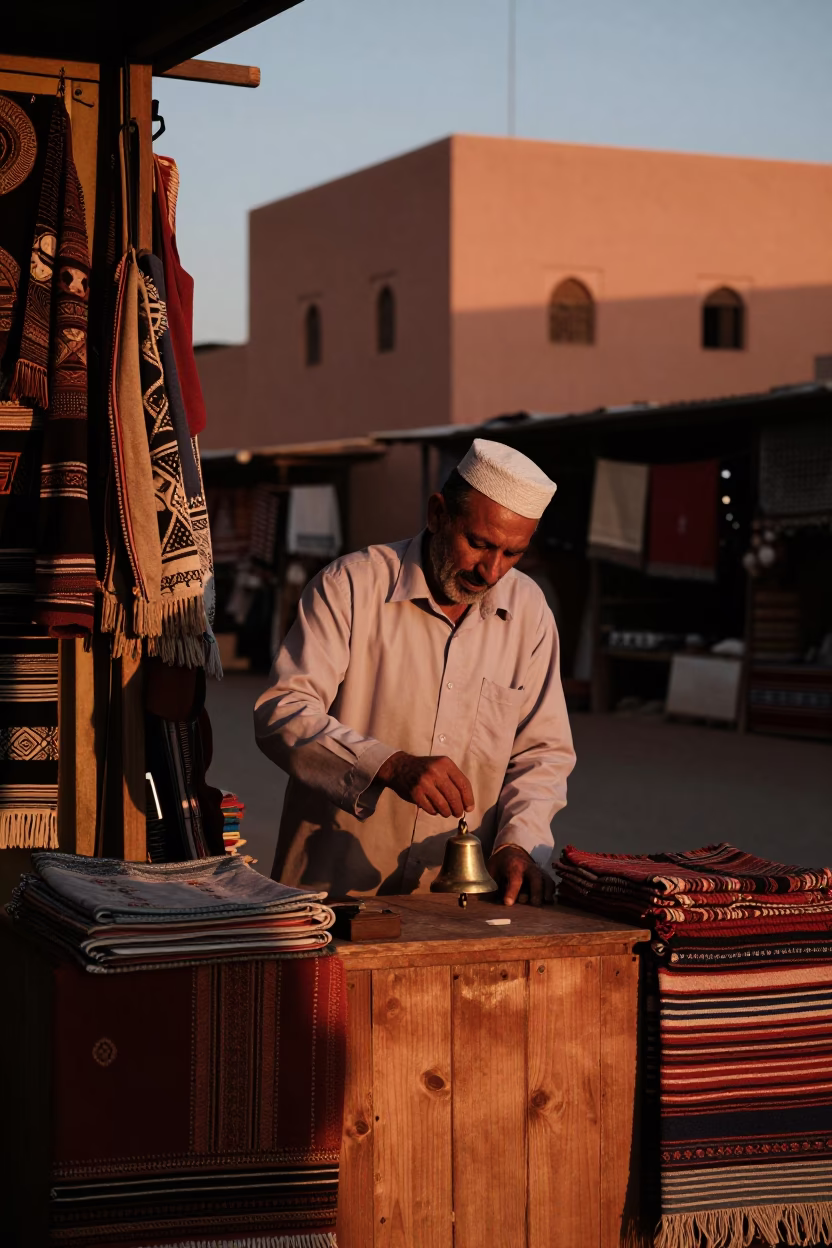 Dusk Light in Marrakech at Copper-toned Light Before Dusk in in Marrakech, Morocco