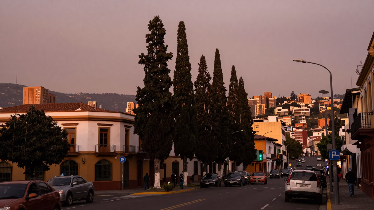 Dusk Light in Medellin at Copper-toned Light Before Dusk in in Medellin, Colombia