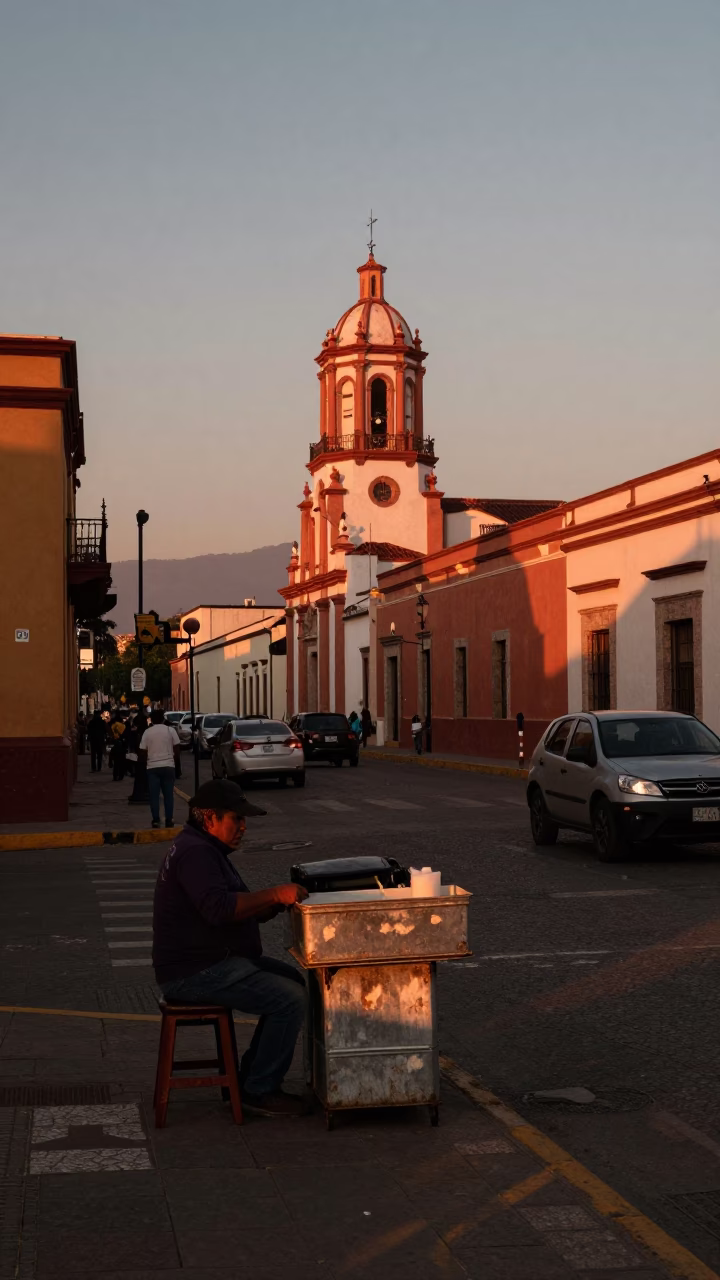 Dusk Light in Merida at Copper-toned Light Before Dusk in in Merida, Mexico