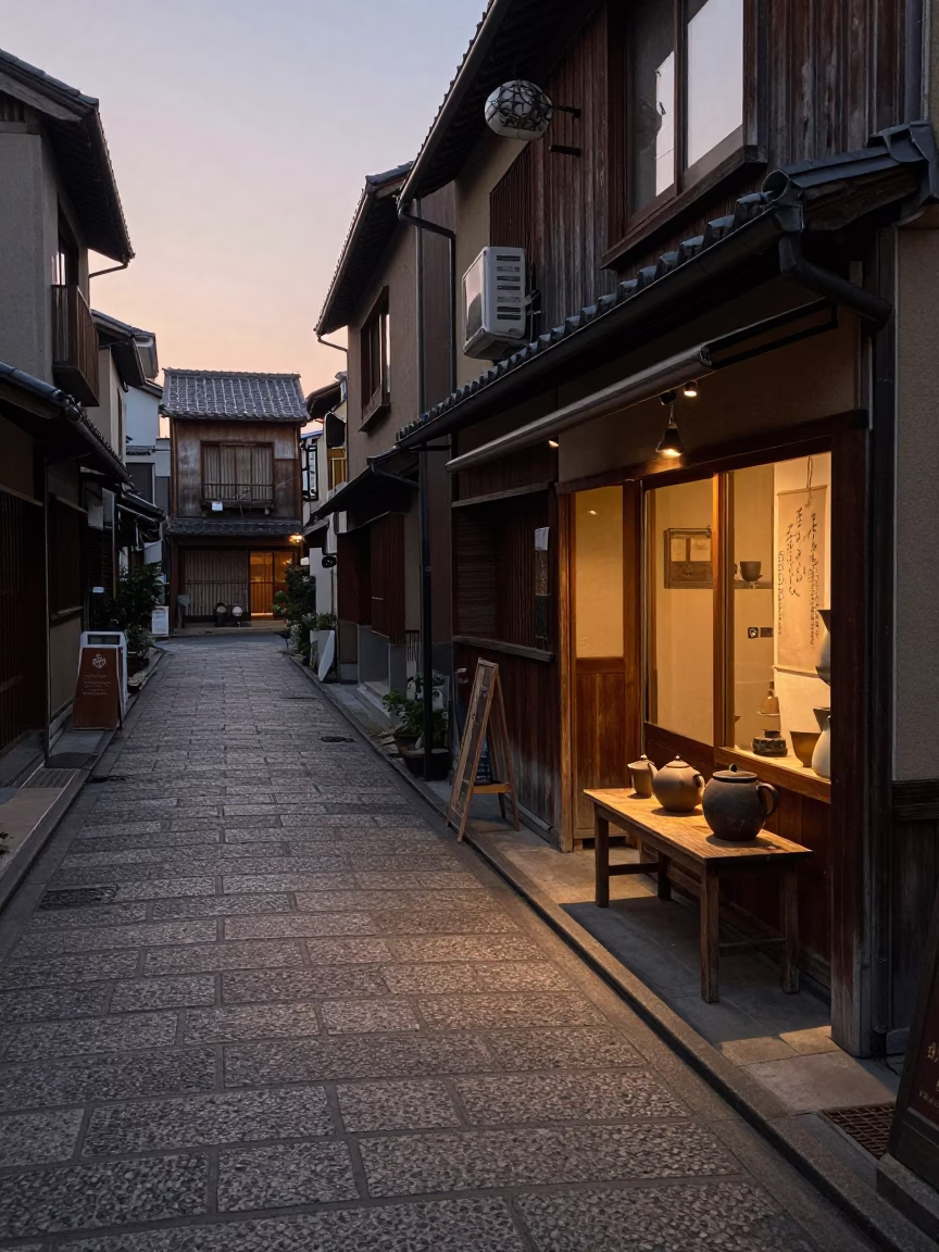 Dusk Light in Osaka at Copper-toned Light Before Dusk in in Osaka, Japan