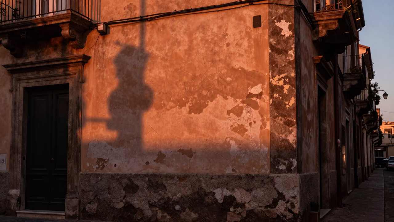 Dusk Light in Palermo at Copper-toned Light Before Dusk in in Palermo, Italy