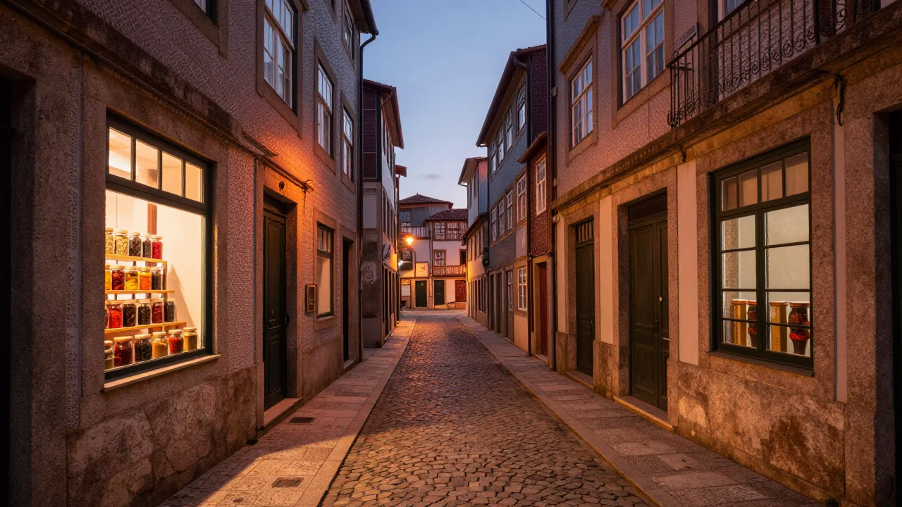 Dusk Light in Porto at Copper-toned Light Before Dusk in in Porto, Portugal