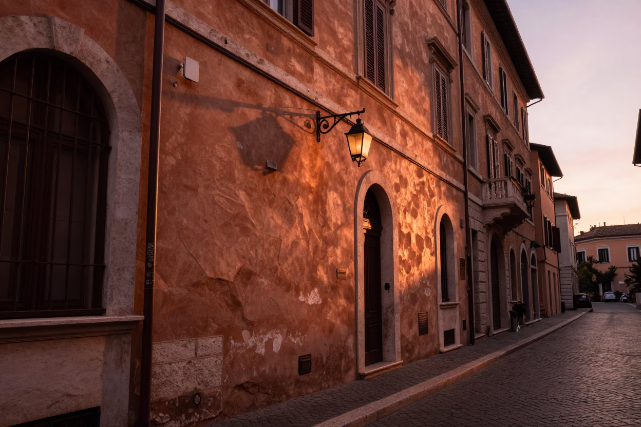 Dusk Light in Rome at Copper-toned Light Before Dusk in in Rome, Italy