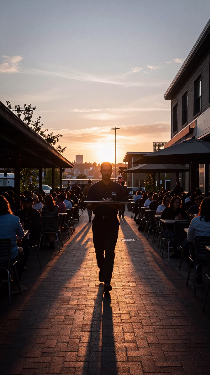 Dusk Light in Seattle at Copper-toned Light Before Dusk in in Seattle, Washington, United States