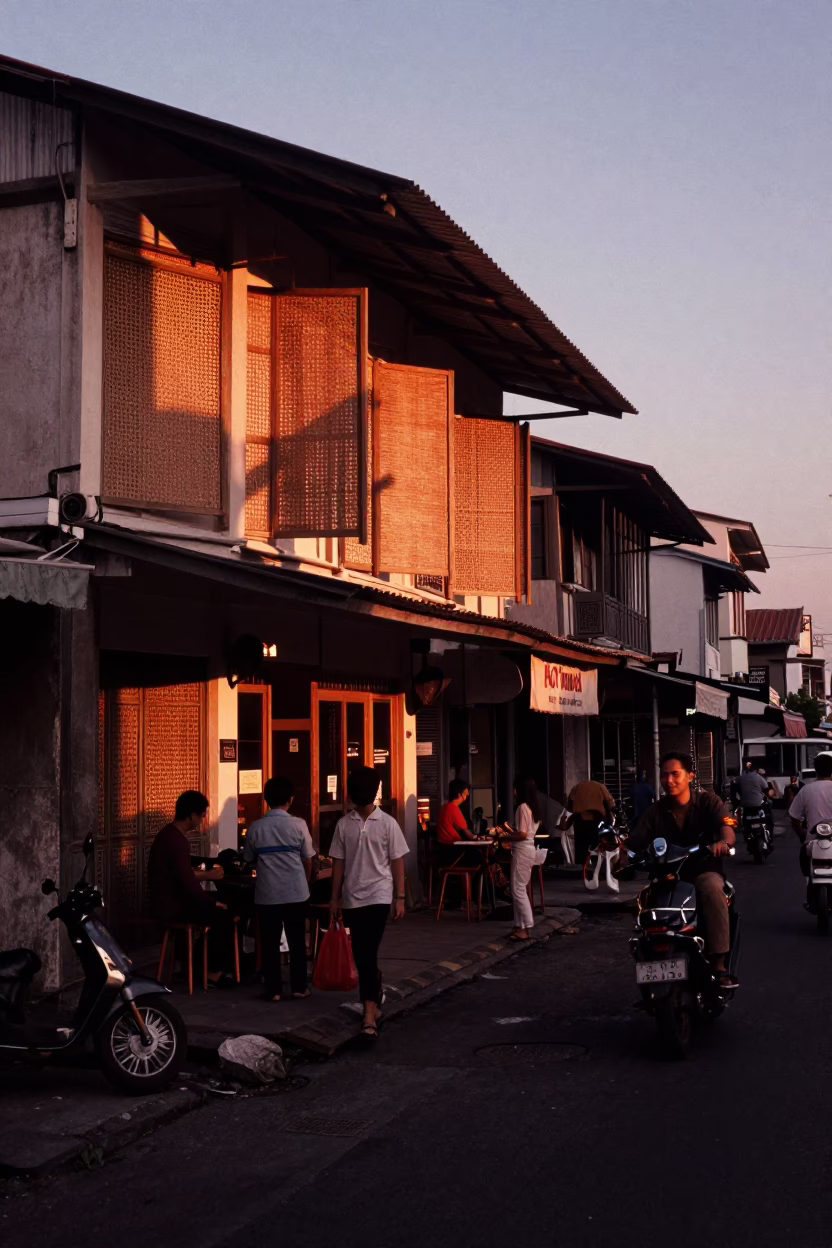 Dusk Light in Surabaya at Copper-toned Light Before Dusk in in Surabaya, Indonesia
