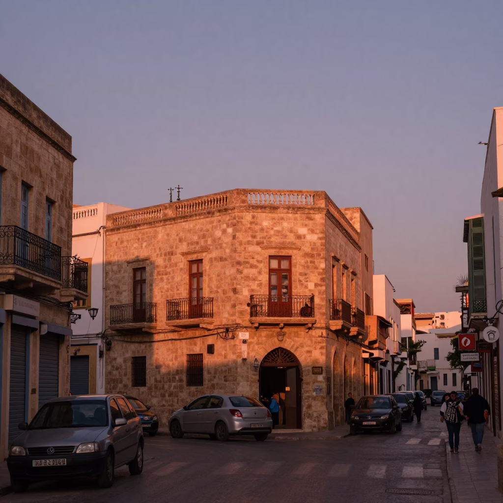 Dusk Light in Tunis at Copper-toned Light Before Dusk in in Tunis, Tunisia