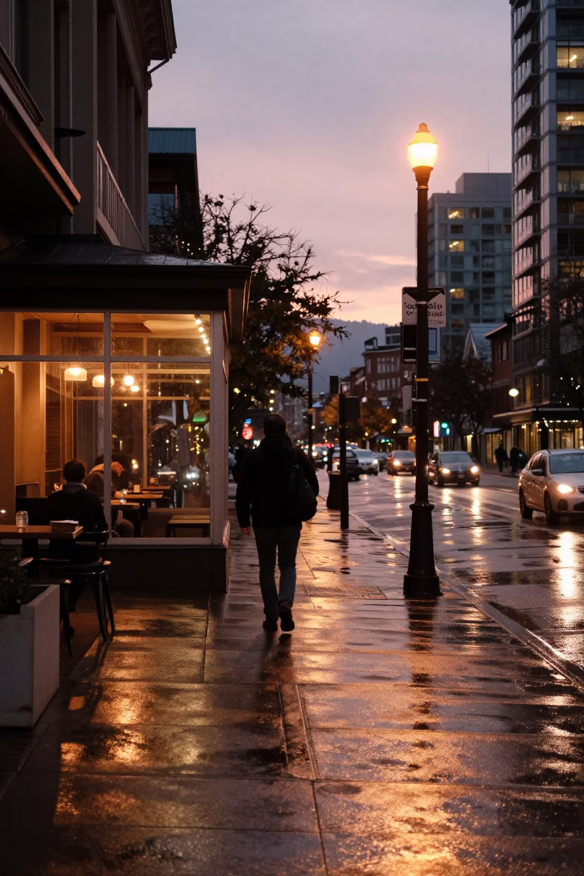 Dusk Light in Vancouver at Copper-toned Light Before Dusk in in Vancouver, British Columbia, Canada
