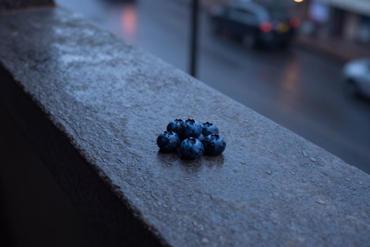 Dusk Light on Blueberries in in Hyderabad, India