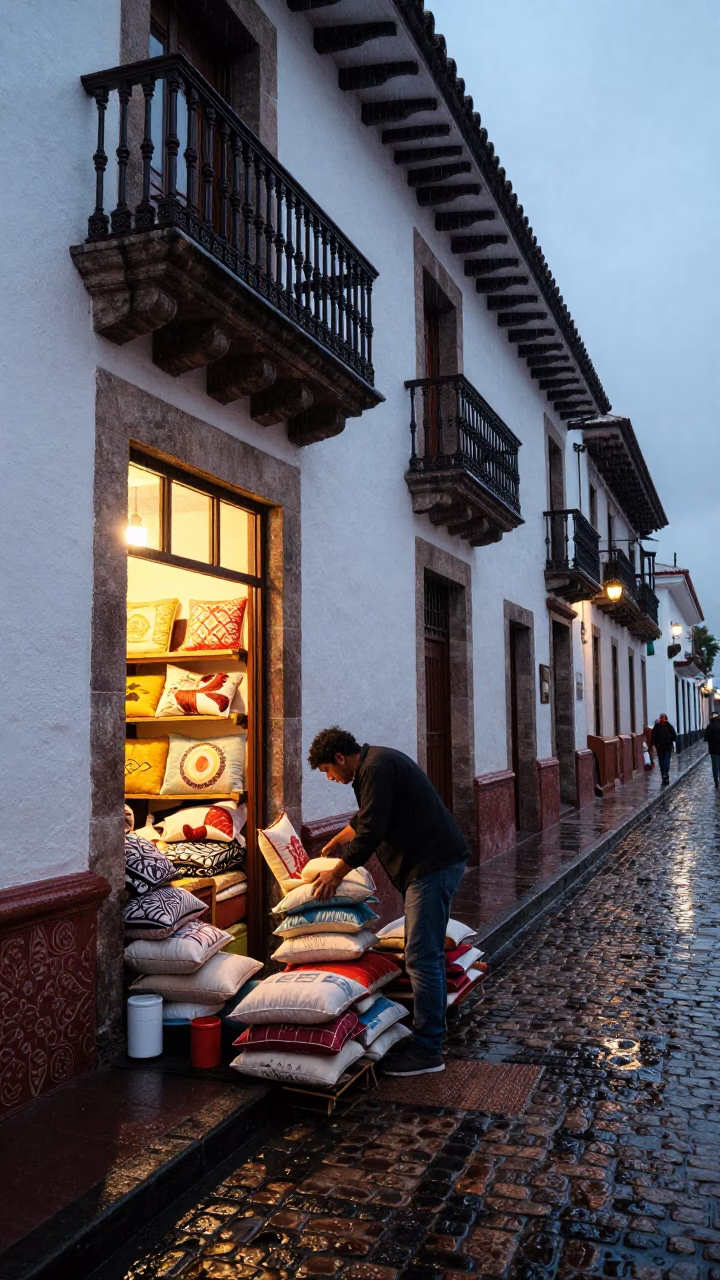 Dusk Light on Canisters in in Quito, Ecuador