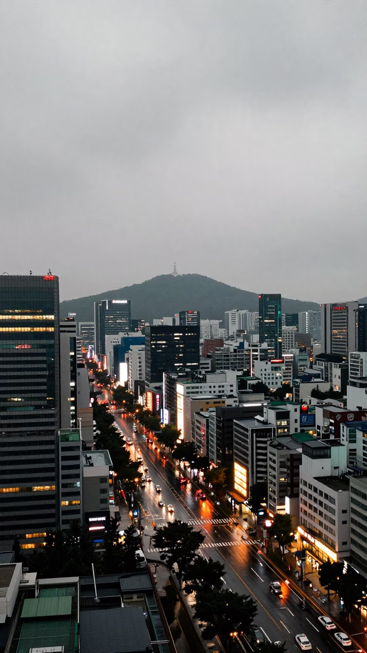 Dusk Light on Cityscape in Seoul in in Seoul, South Korea