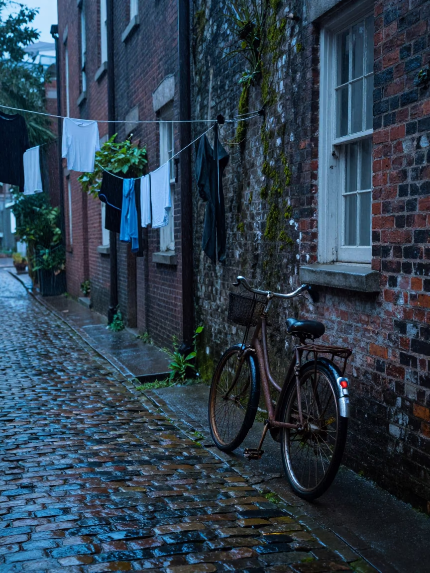 Dusk Light on Clothesline in Charleston in in Charleston, South Carolina, United States