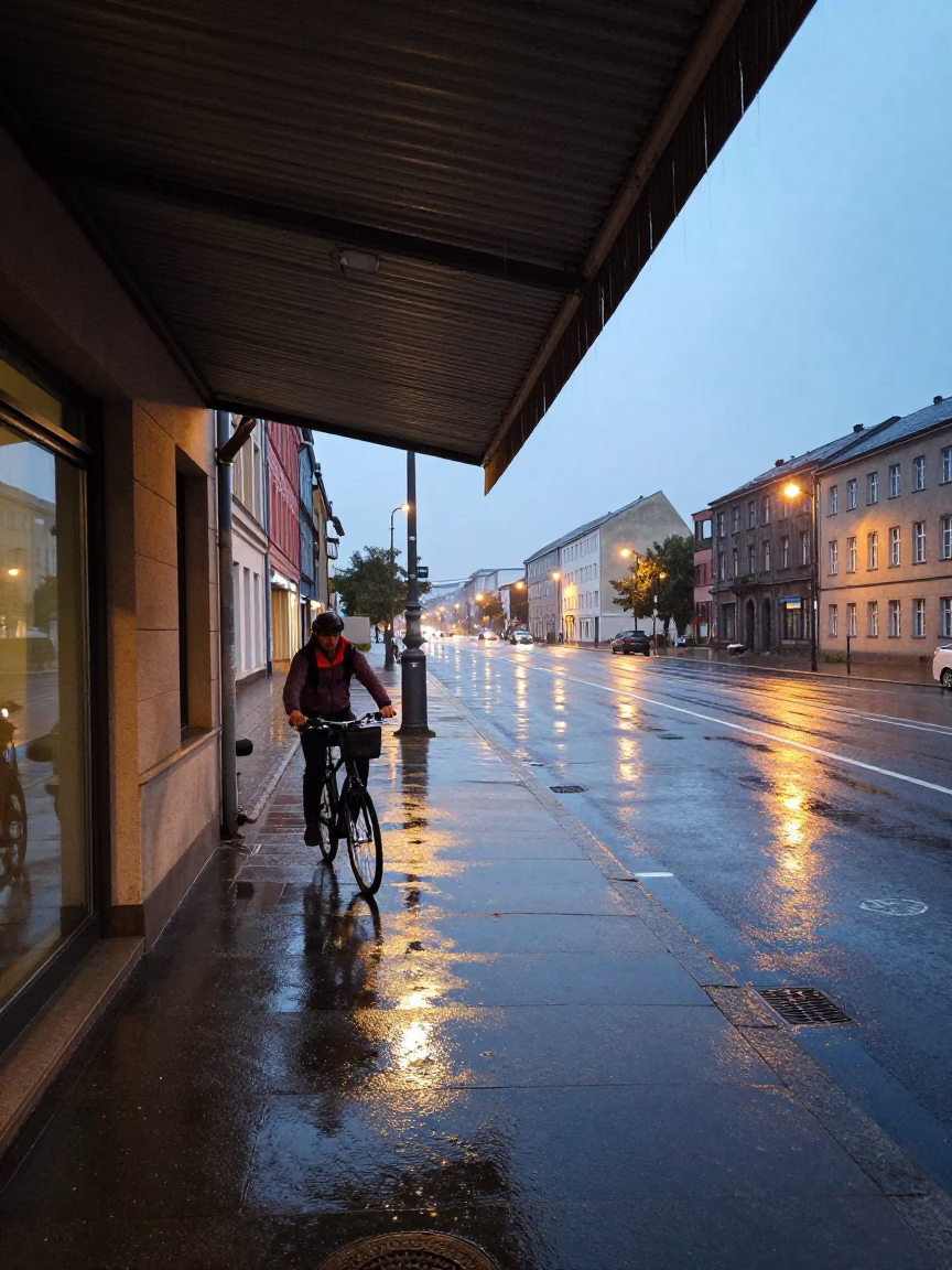 Dusk Light on Cyclist in Berlin in in Berlin, Germany
