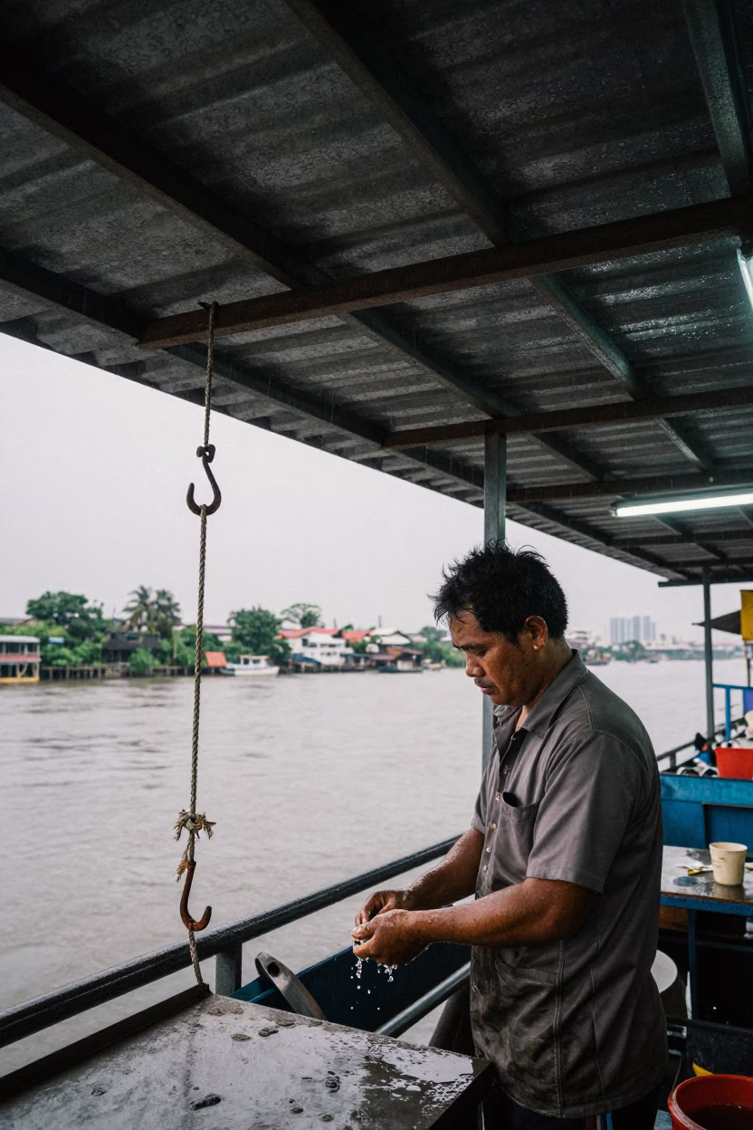 Dusk Light on Mechanic in in Bangkok, Thailand