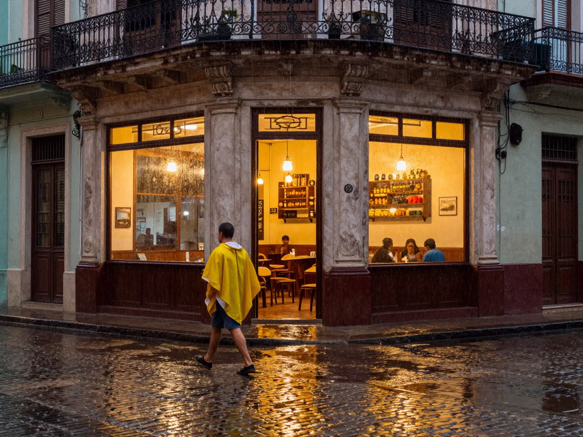 Dusk Light on Pedestrian in Havana in in Havana, Cuba