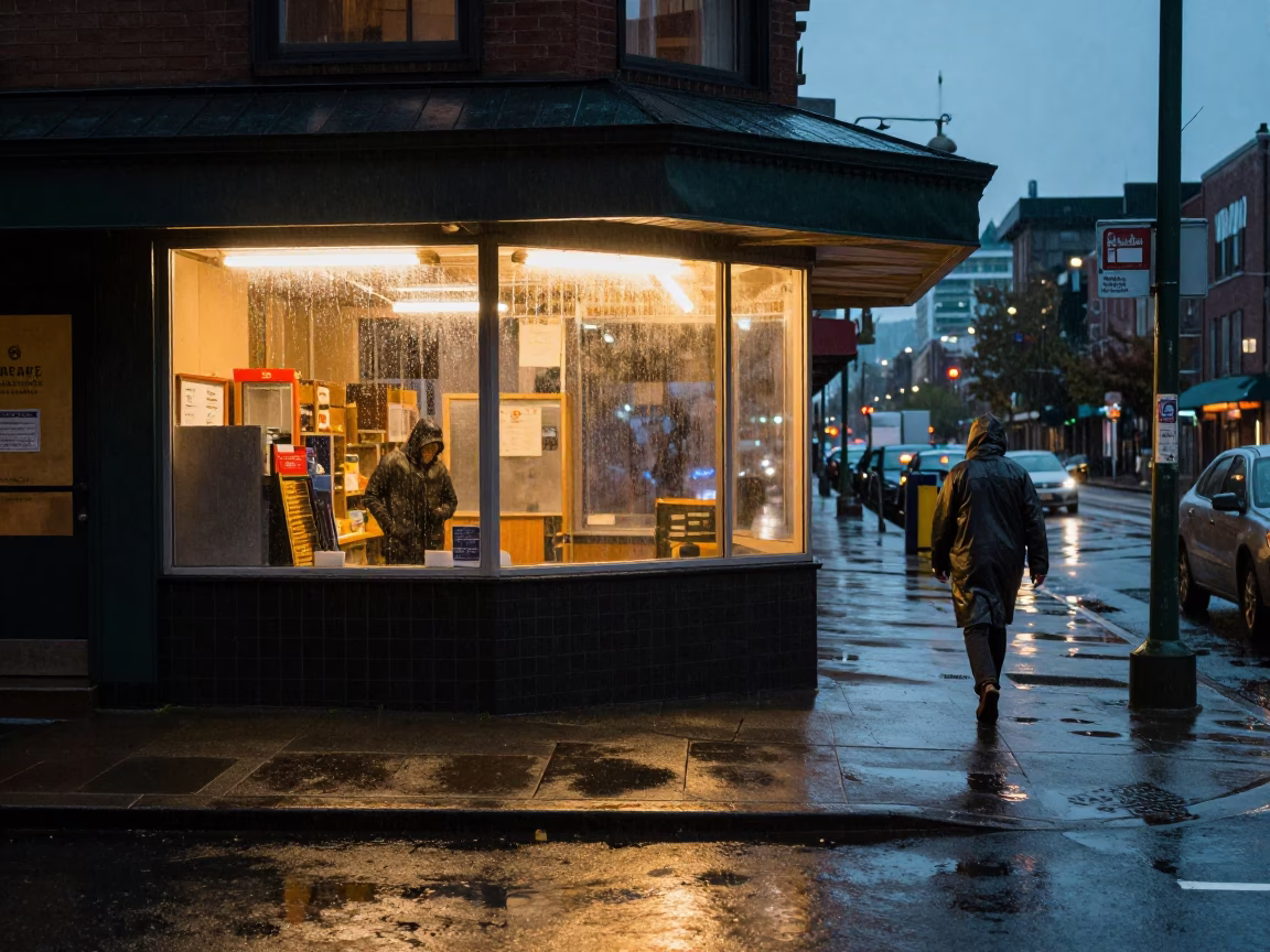 Dusk Light on Pedestrian in Seattle in in Seattle, Washington, United States