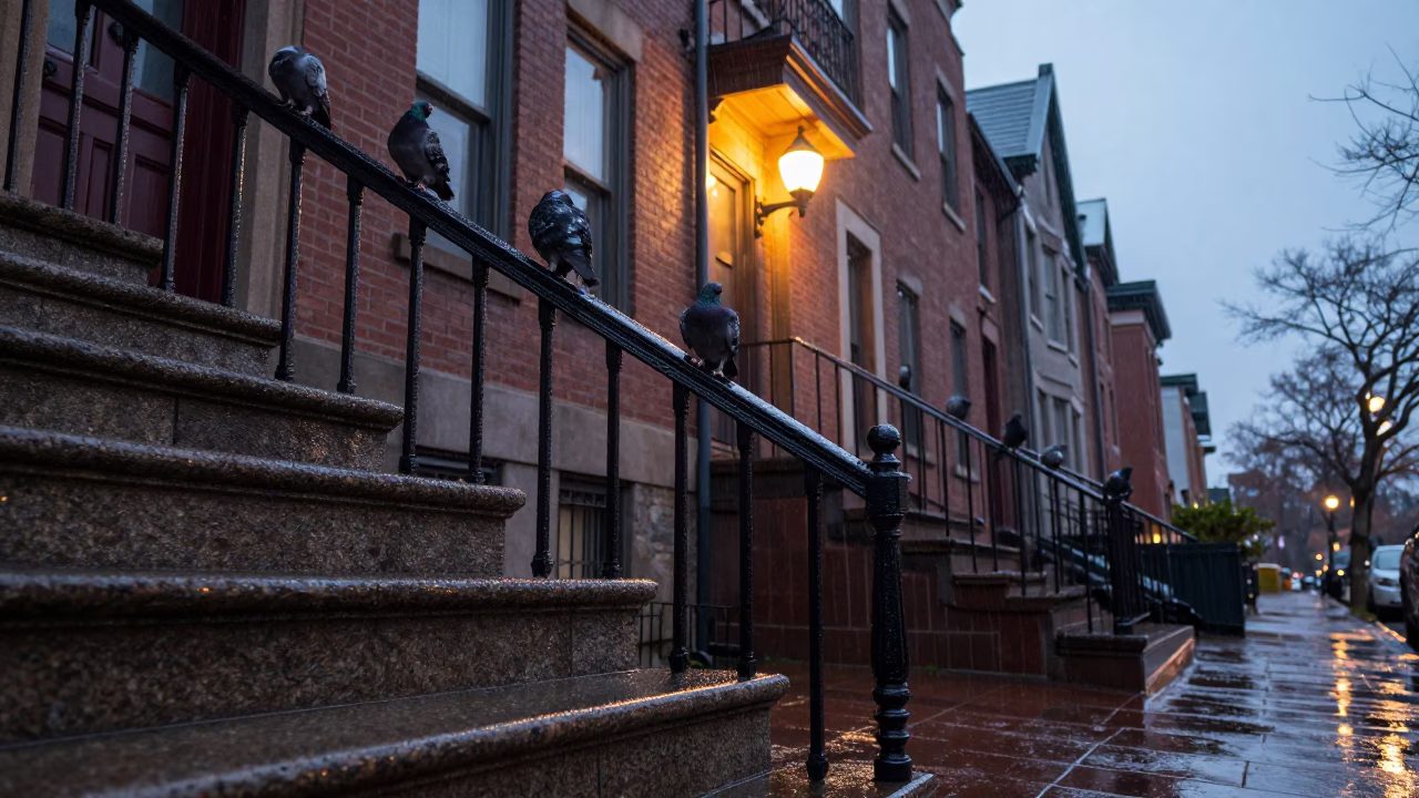Dusk Light on Pigeons in Halifax in in Halifax, Nova Scotia, Canada