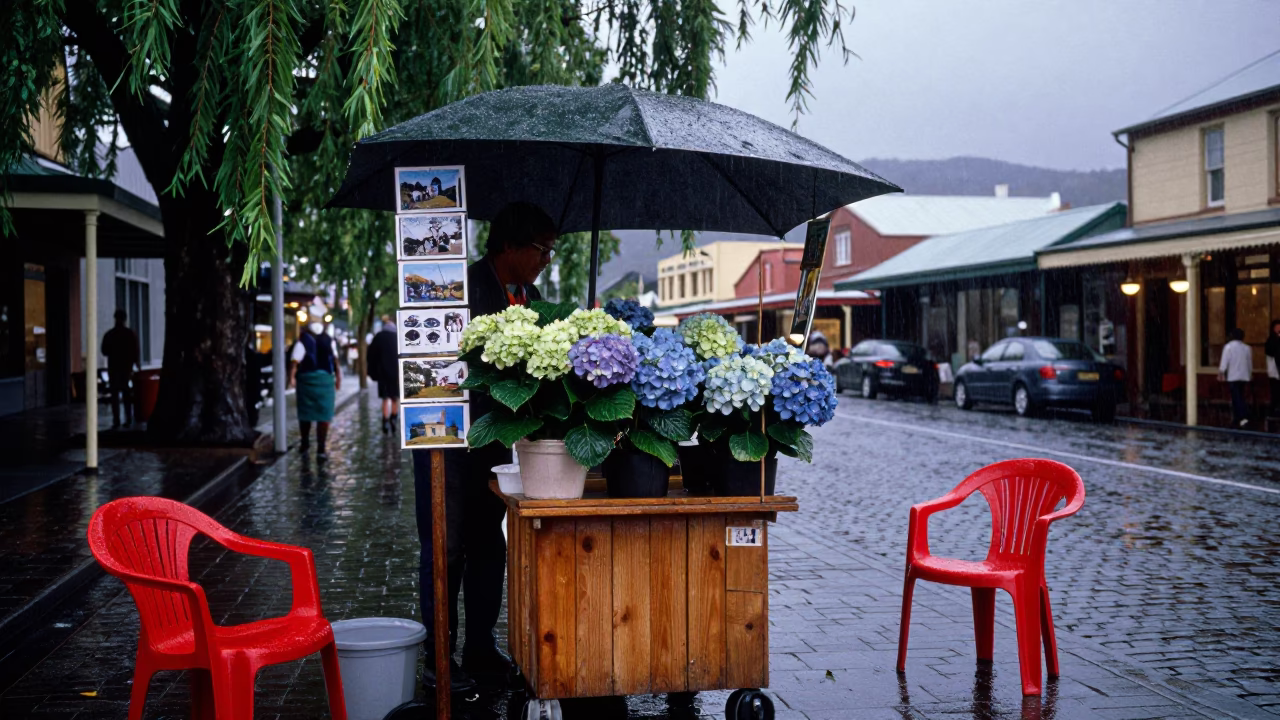 Dusk Light on Postcards in in Hobart, Tasmania, Australia