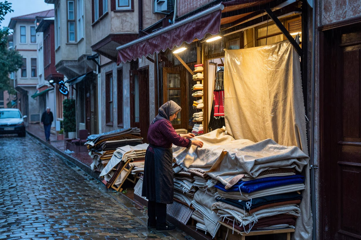 Dusk Light on Rain in Istanbul in in Istanbul, Turkey