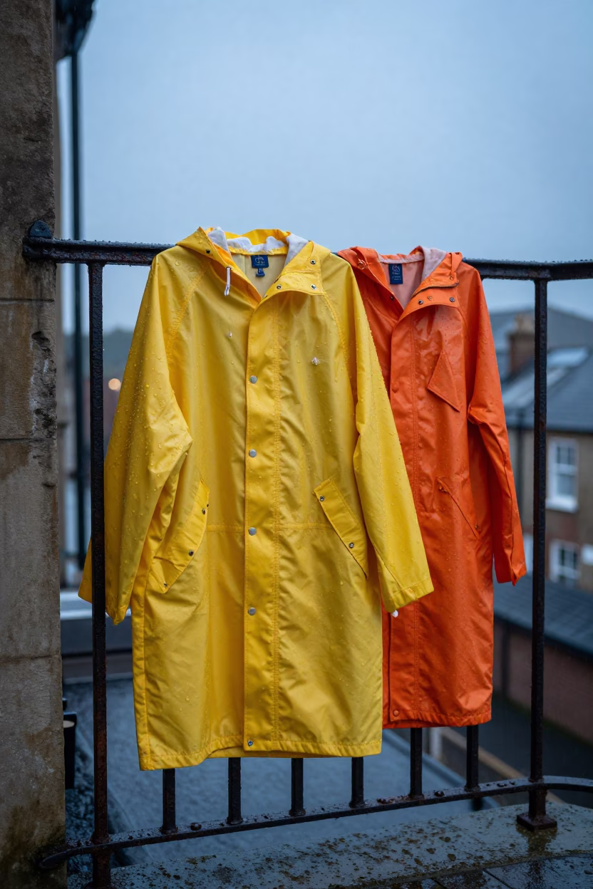 Dusk Light on Raincoats in in Bristol, United Kingdom