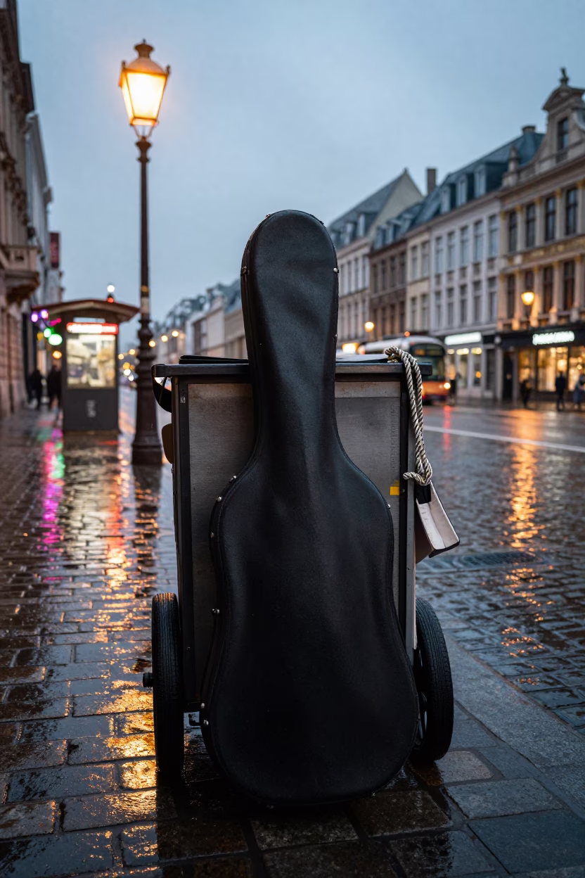 Dusk Light on Rope in Brussels in in Brussels, Belgium