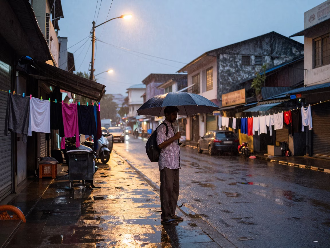 Dusk Light on Street Scene in Chennai in in Chennai, India