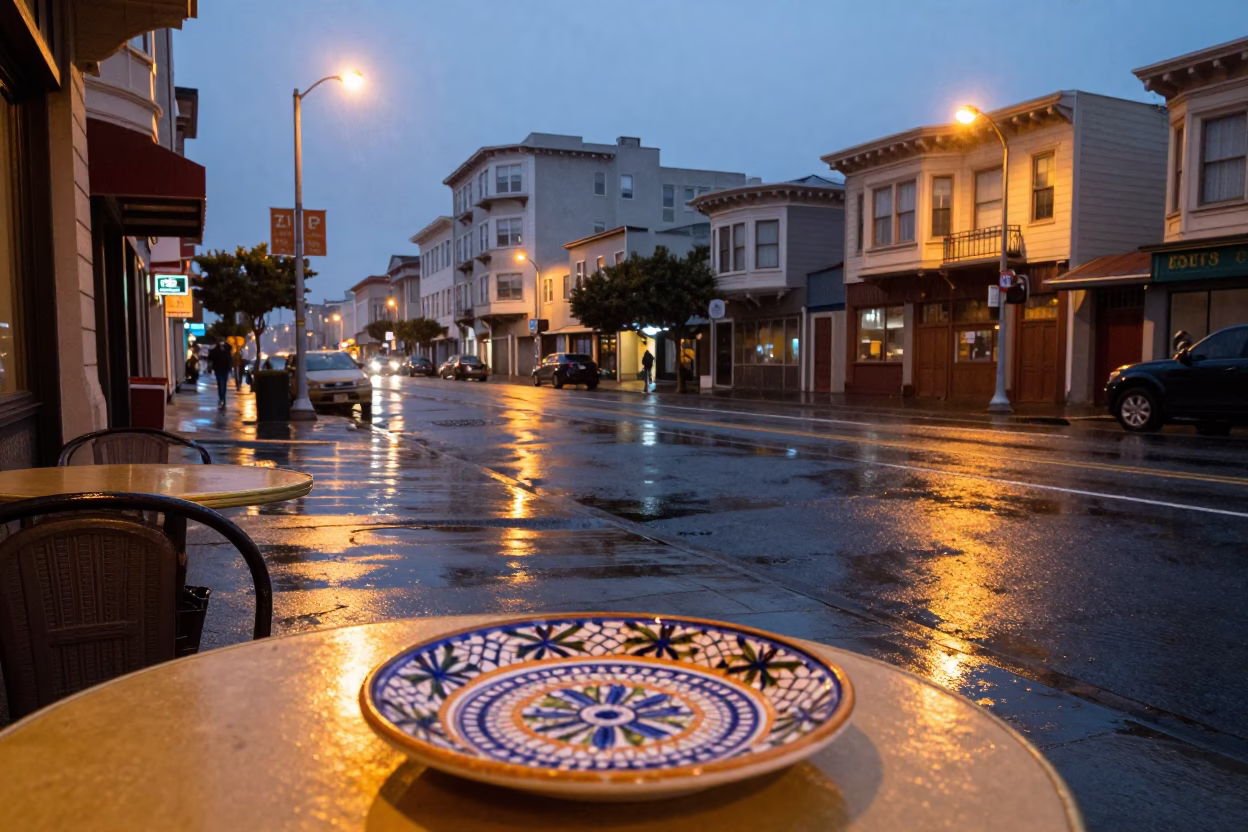 Dusk Light on Street Scene in San Francisco in in San Francisco, California, United States
