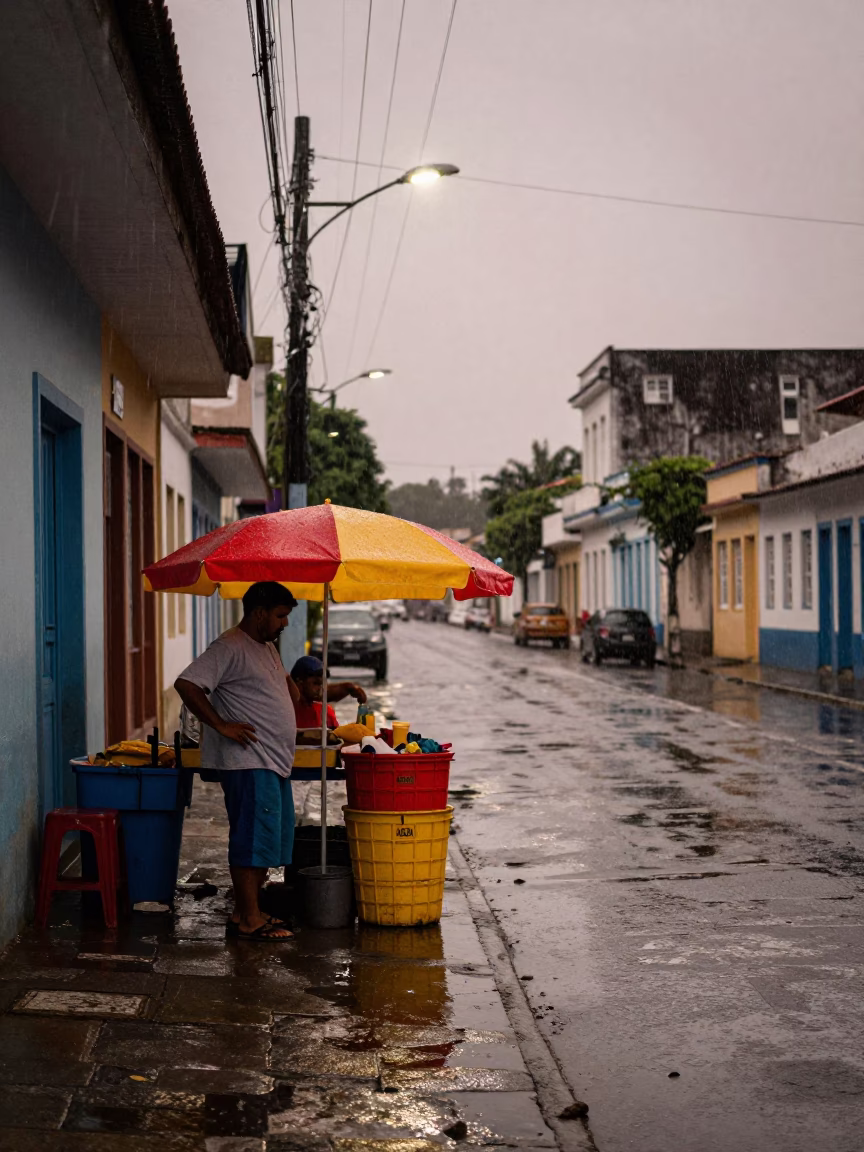 Dusk Rain in Salvador at Dusk Light in in Salvador, Brazil