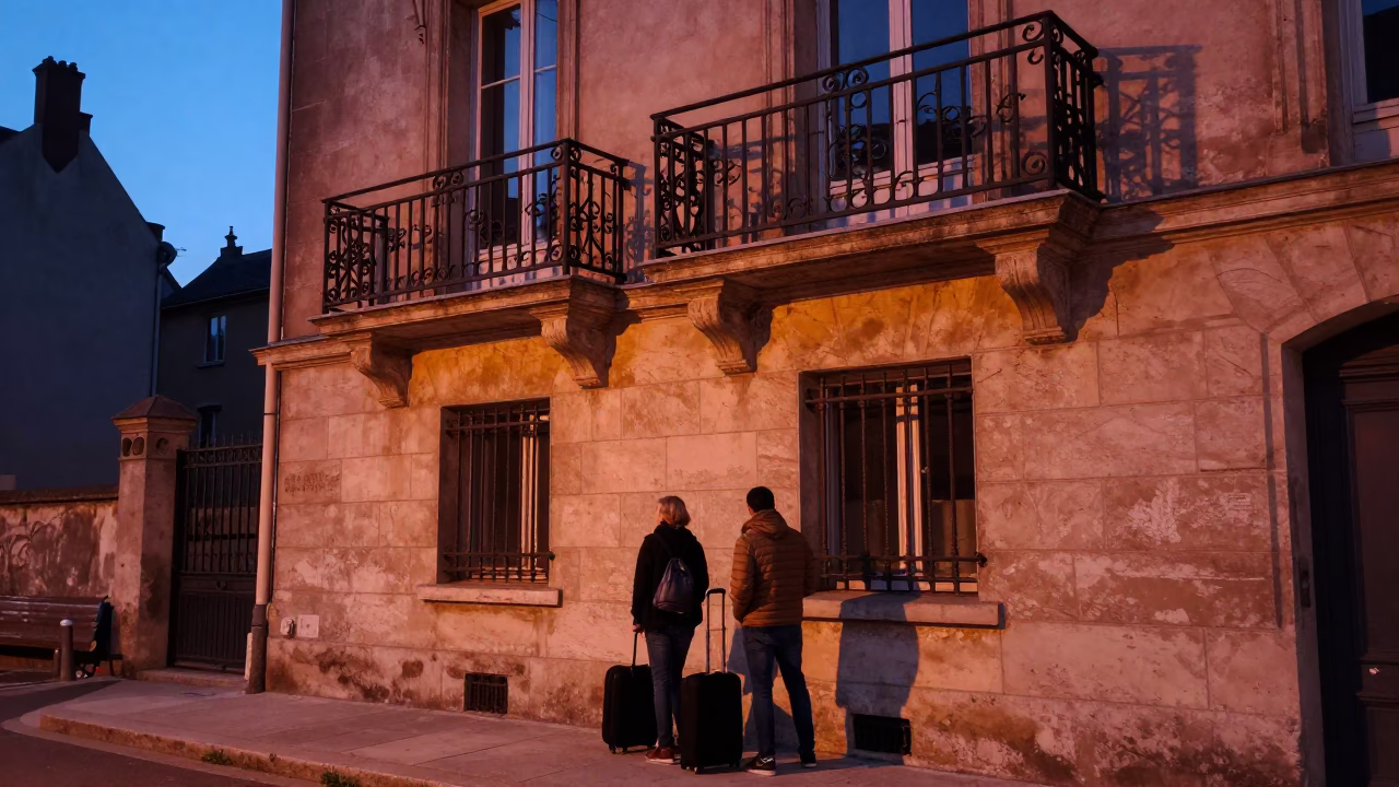 Dusk Scene in Lyon at Copper-toned Light Before Dusk in in Lyon, France