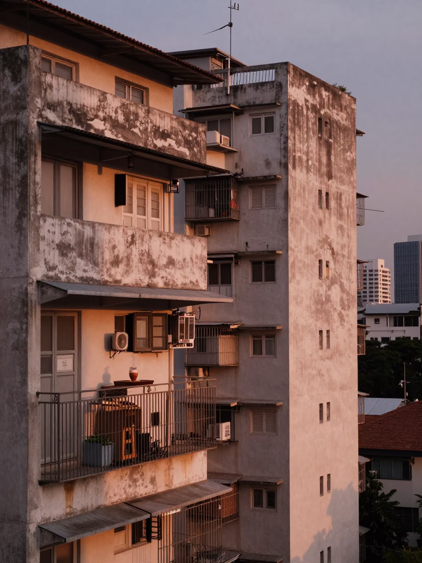 Dusk View in Singapore at Copper-toned Light Before Dusk in in Singapore, Singapore