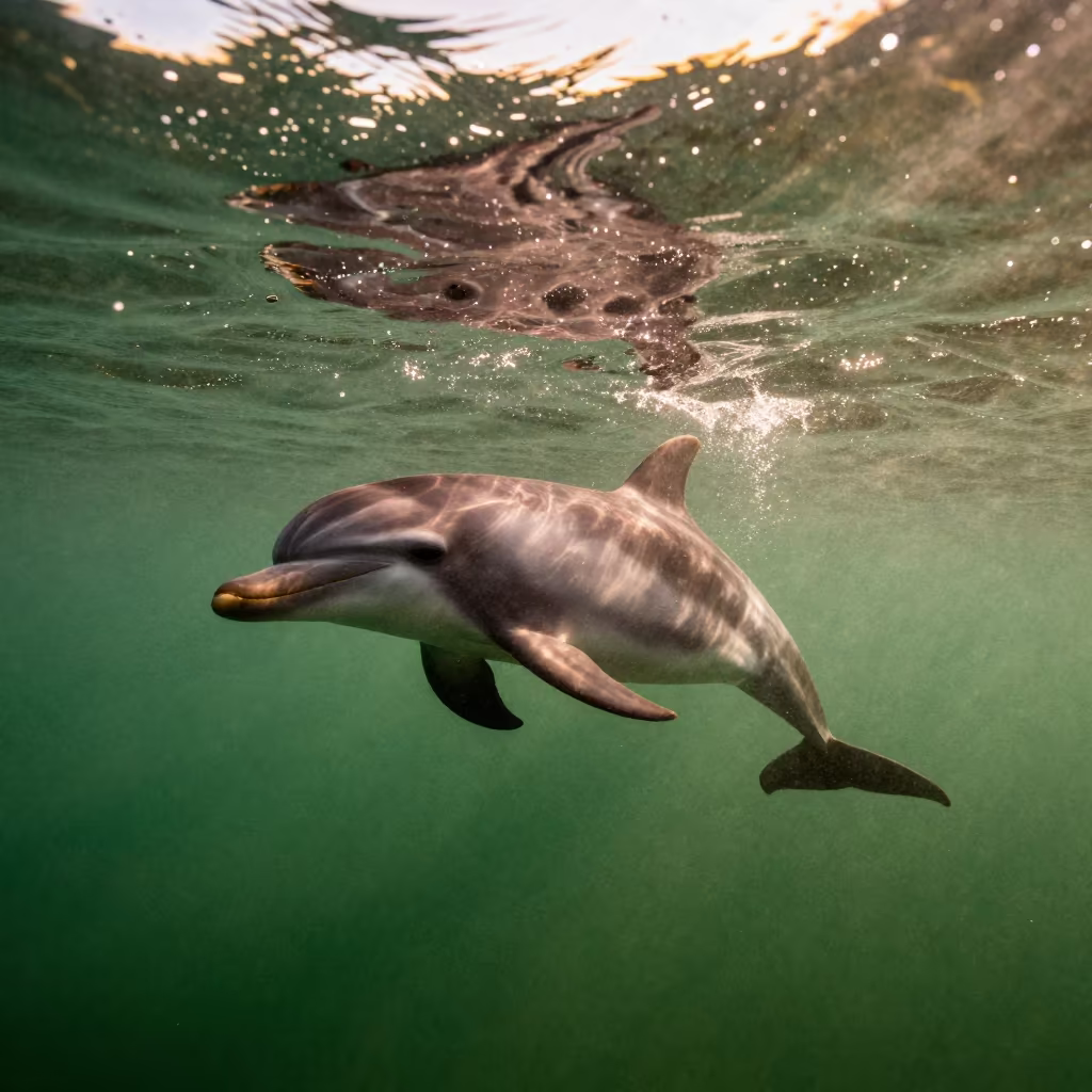 Dusky Dolphin Porpoising Through Green California Swells in in California
