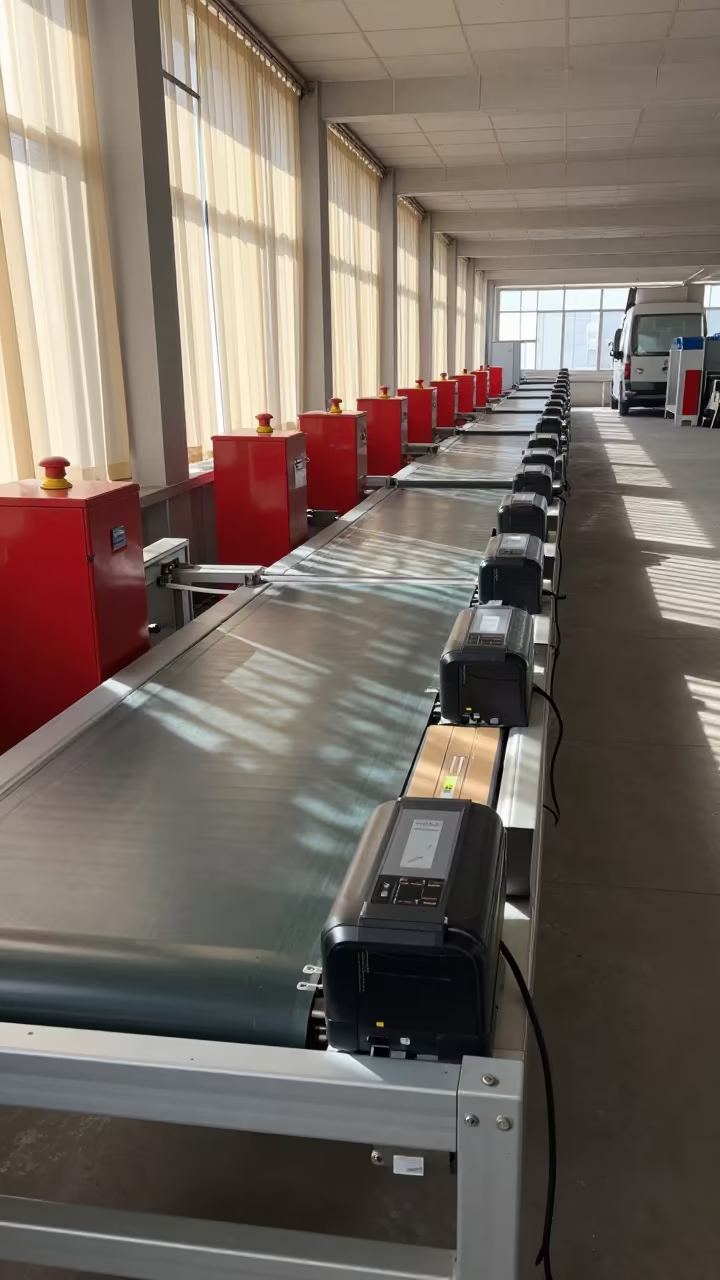 Dust in Light on Logistics Sorting Belt Dushanbe in at a fulfillment packing station in Dushanbe