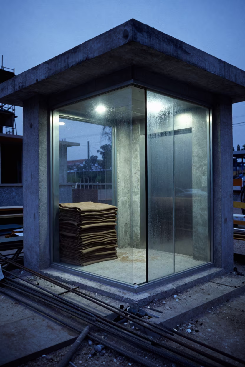 Dust Muted Lobby Stack in Arunachal in inside a half-built lobby in Arunachal Pradesh