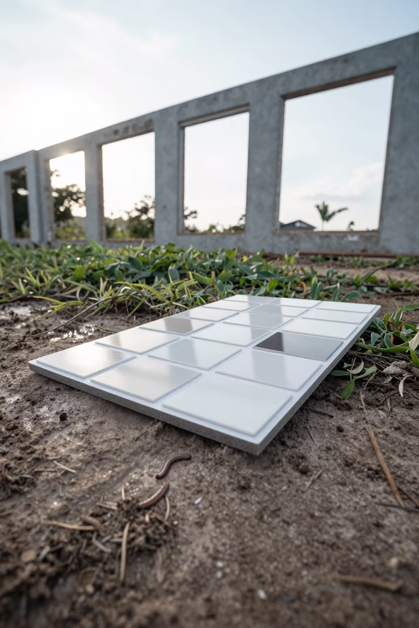 Dust Muted Sample Board Near Barranquilla Road in at a muddy site access road near Barranquilla