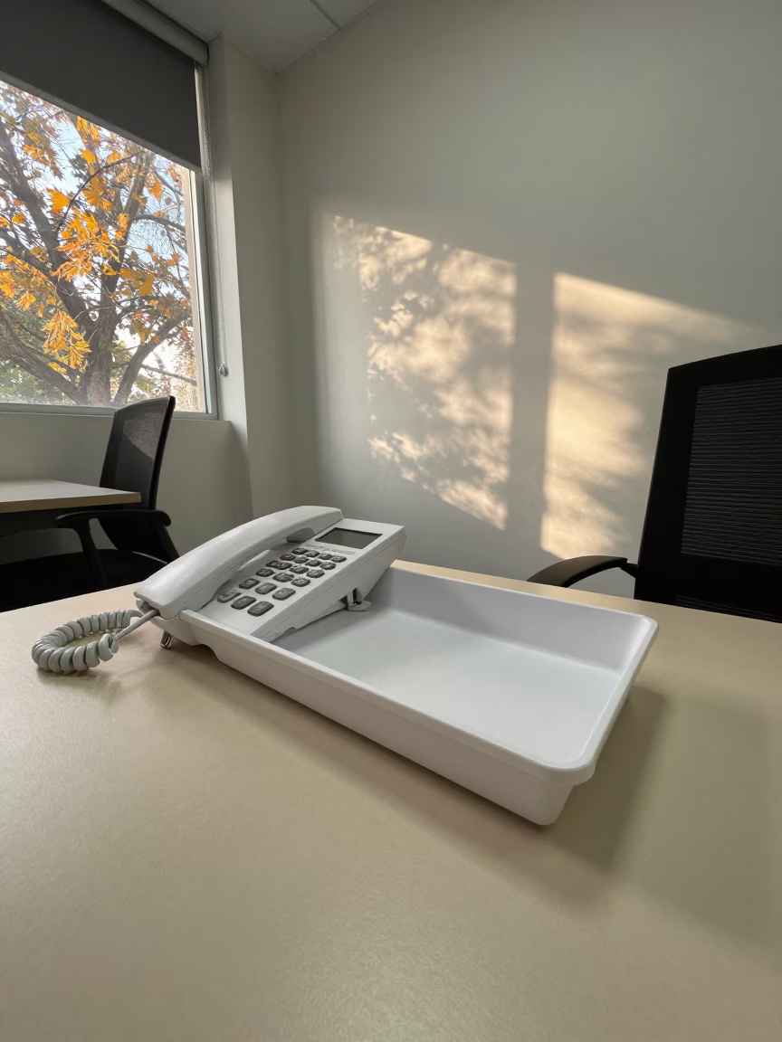 Dust in Office Light Desk Phone Tray Islamabad in inside an open-plan office bay in Islamabad
