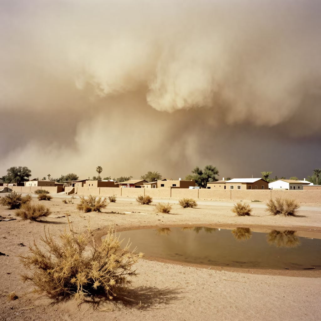 Dust Storm Approaching Phoenix Village Midday in near Phoenix