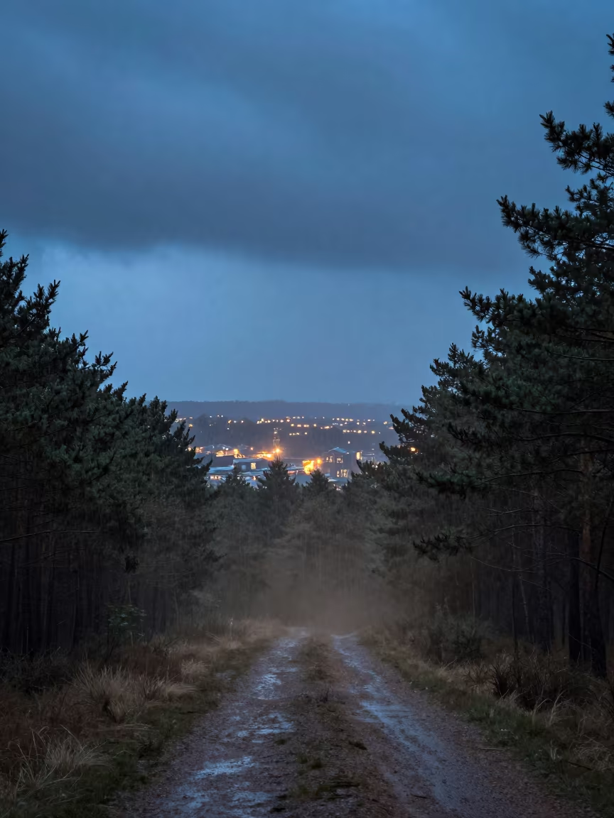 Dust Storm Approaching Pine Forest Hull Twilight in near Kingston upon Hull