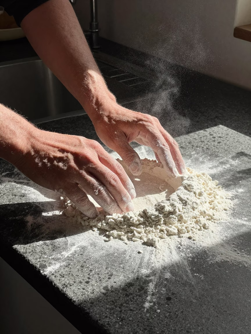 Dusting Flour in Naples in in Naples, Italy