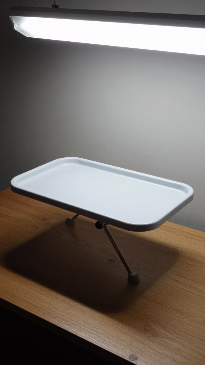 Dusty Library Table with Infusion Recliner Tray in on a dusty library table in Dogpatch, San Francisco
