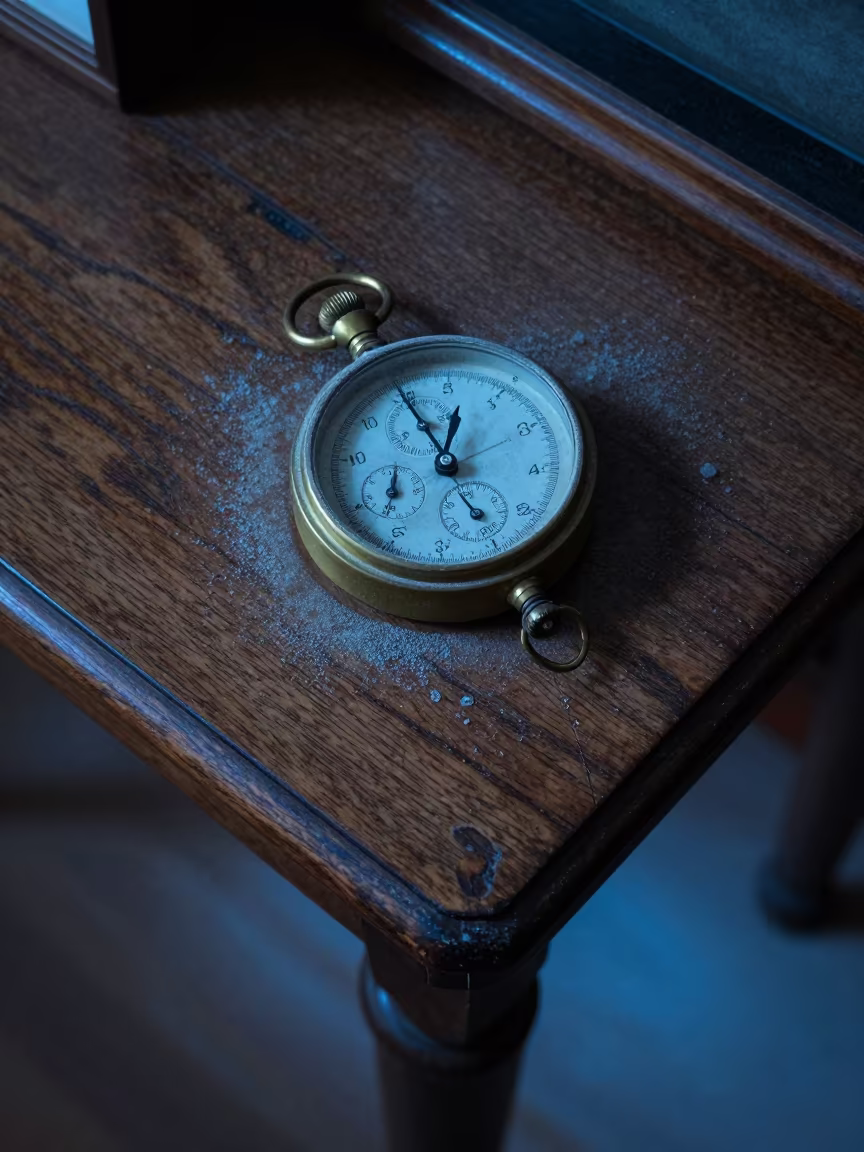 Dusty Nautical Chronometer on Library Table in on a dusty library table near Philadelphia
