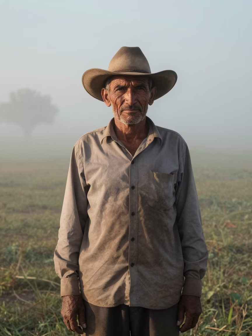 Dusty Rancher Portrait in Misty Morning Light in near Duhok