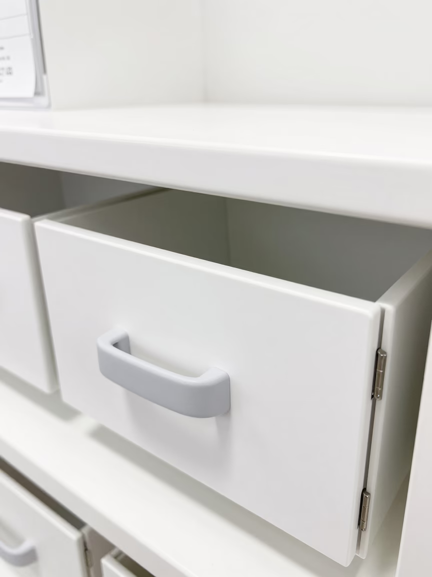 Dusty Receipt Reprint Drawer in Yokohama Retail in inside a bright retail aisle in Yokohama