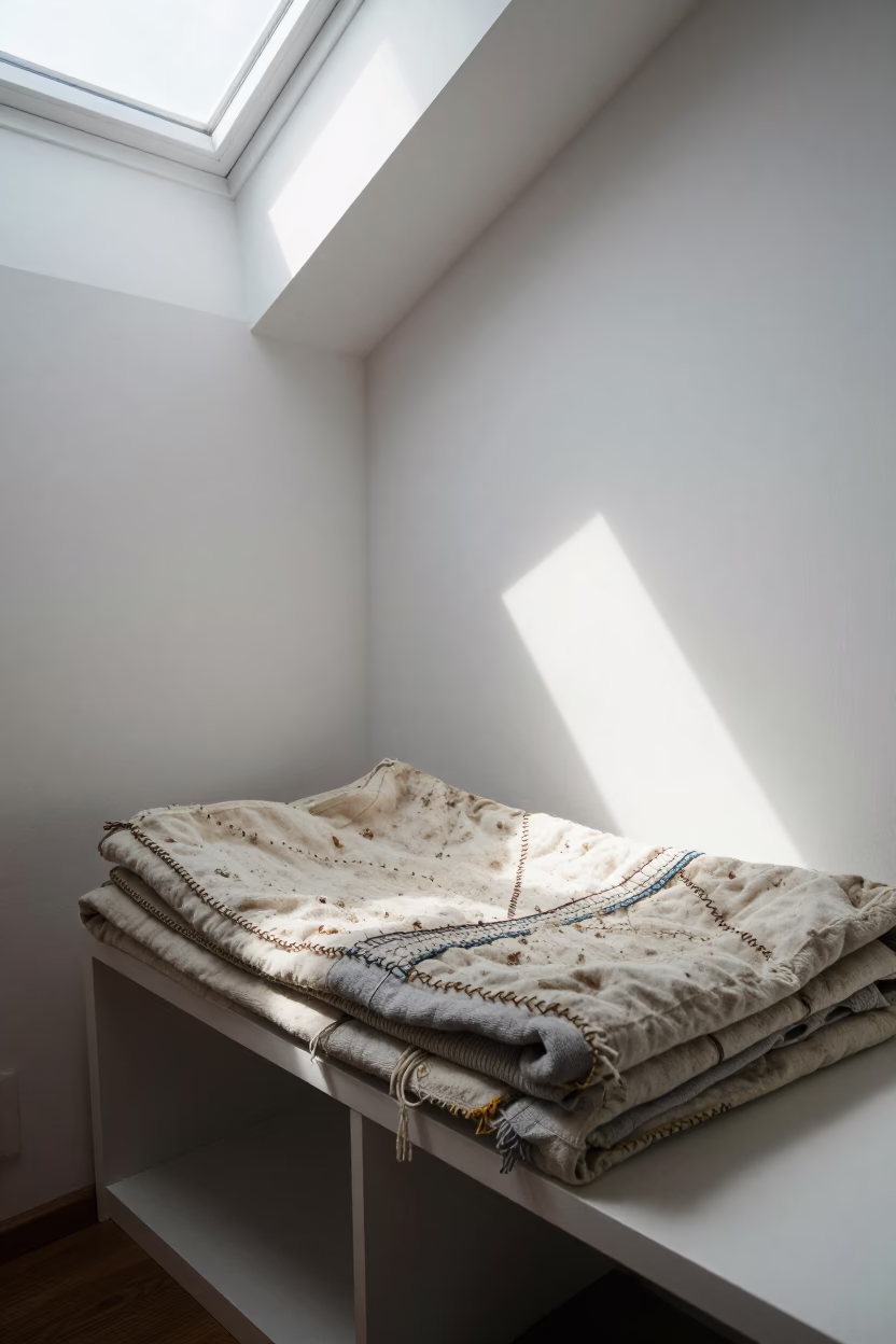 Dusty Tapestry on Library Table in Puente Alto in on a dusty library table near Puente Alto