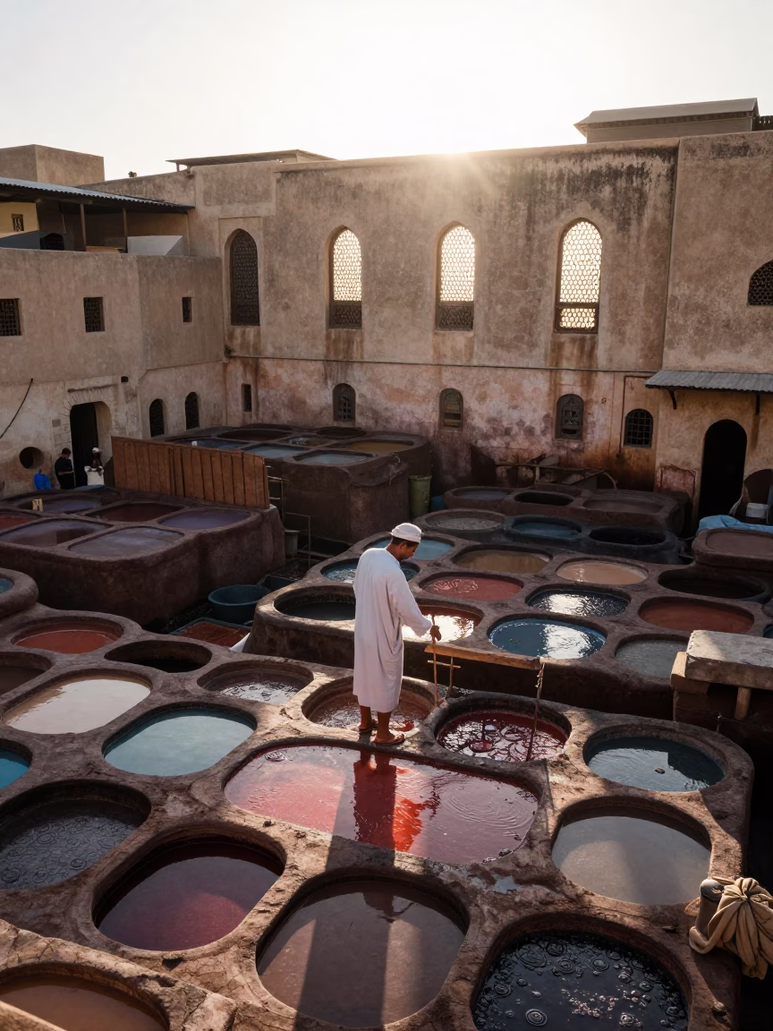 Dye Vat in Fez in in Fez, Morocco