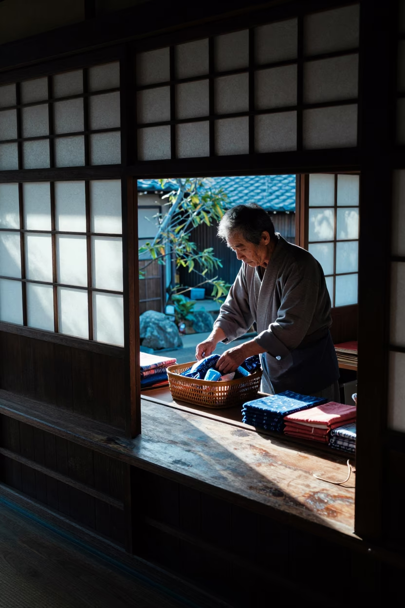 Dyed Fabric in Kyoto in in Kyoto, Japan