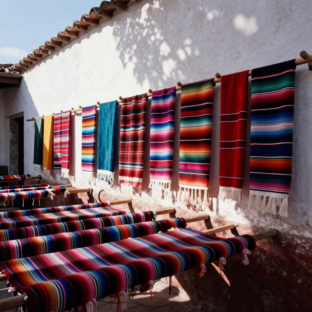 Dyed Serapes in Oaxaca in in Oaxaca, Mexico
