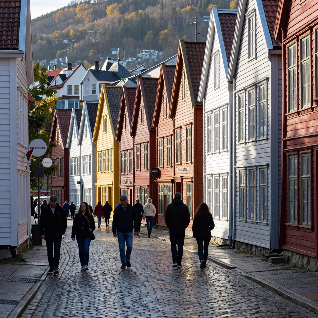 Early Afternoon at The Early Afternoon Light in Bergen in in Bergen, Norway