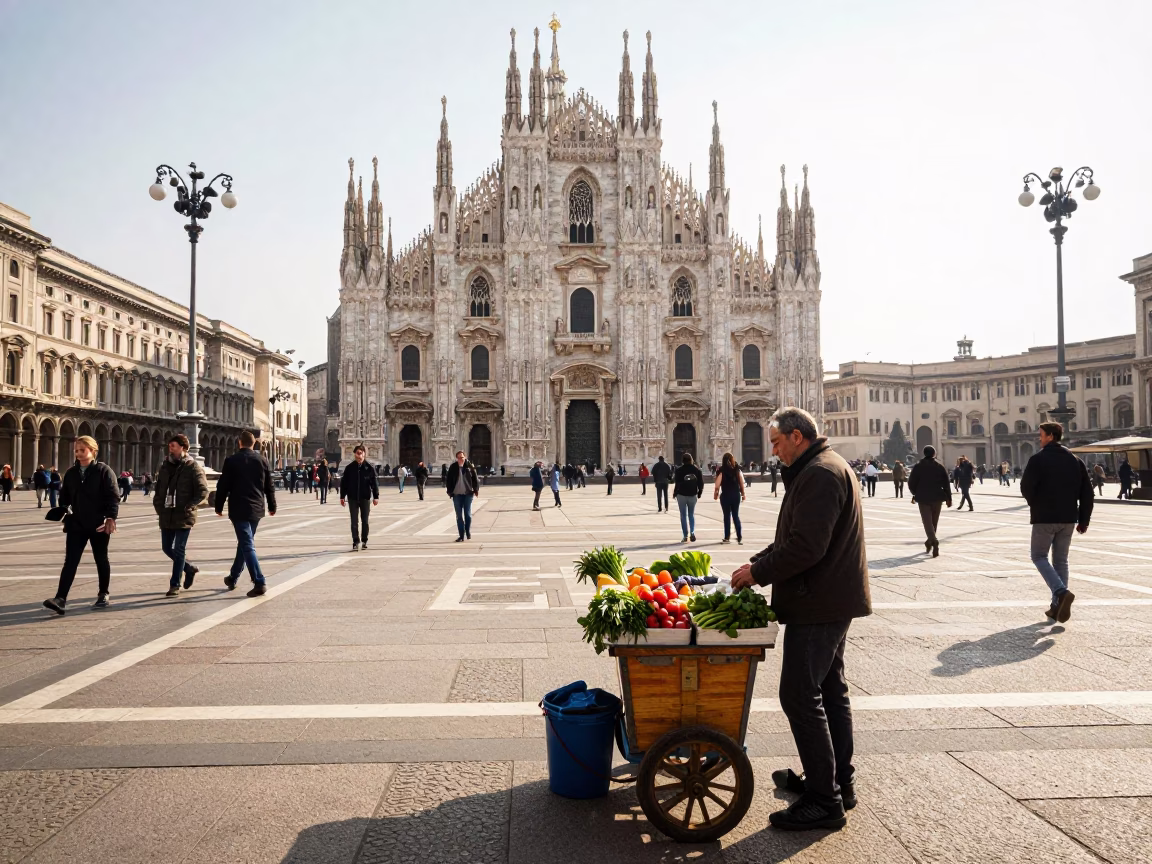 Early Afternoon Candid Street Photography in Milan Italy with Local Details in in Milan, Italy