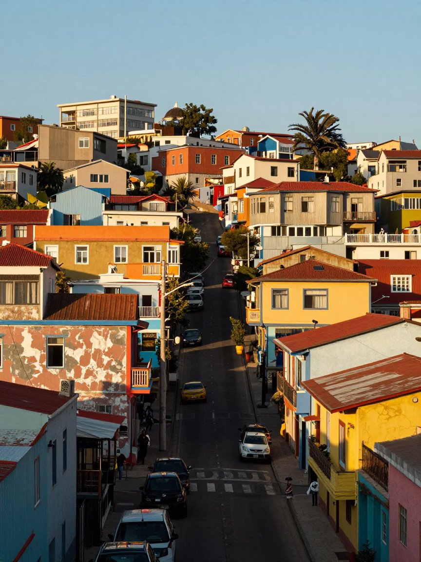 Early Afternoon in Valparaiso at The Early Afternoon Light in in Valparaiso, Chile